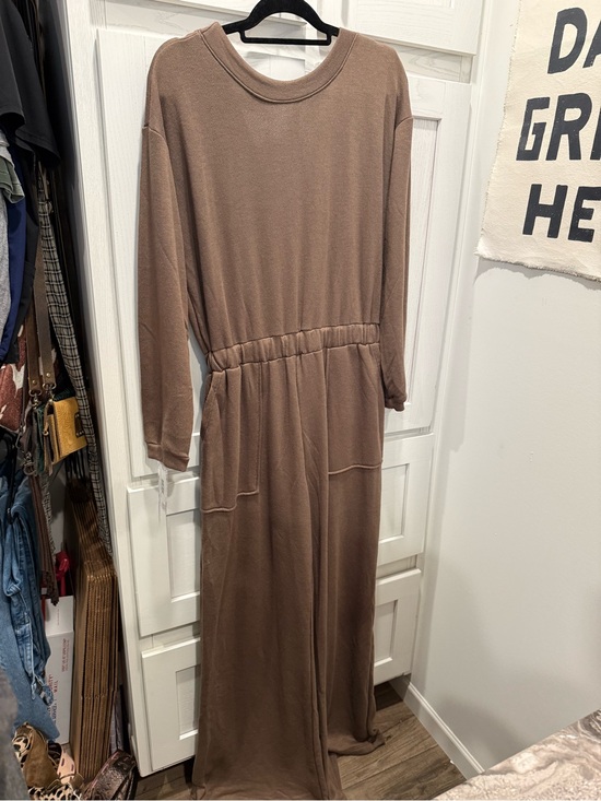 no brand Dresses & Skirts - Everyday Brown Wide Leg Jumpsuit with Elastic Waist